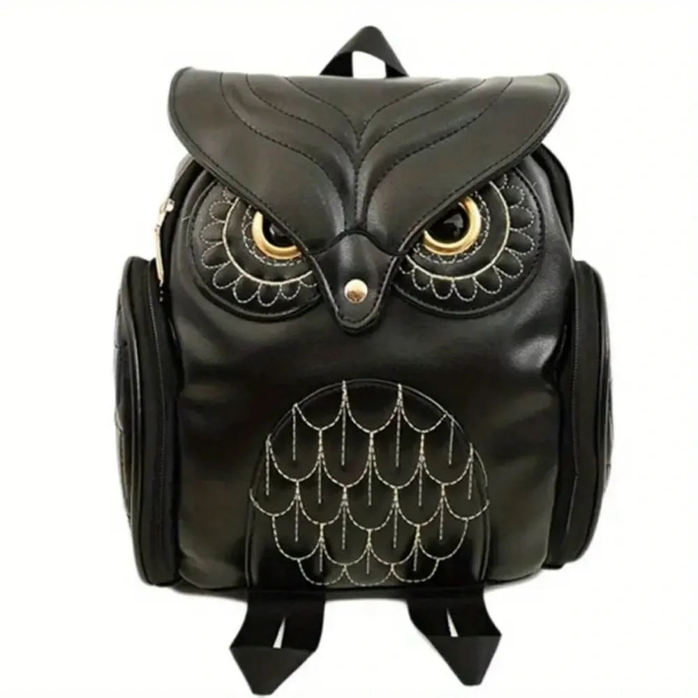🆕 Gothic - Punk - Black Owl - Personality - Backpack - Adjustable Straps 🦉